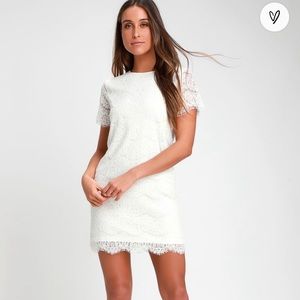Take Me to Brunch Ivory Lace Shift Dress